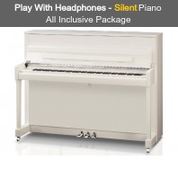 Kawai K-200 ATX 4 SL Snow White Polished Upright Piano (Silver Fittings) All Inclusive Package